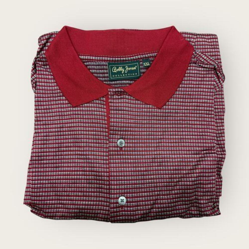 NWOT Bobby Jones 2XL Red Micro-Check Golf Polo Shirt Fine Grid Short Sleeve